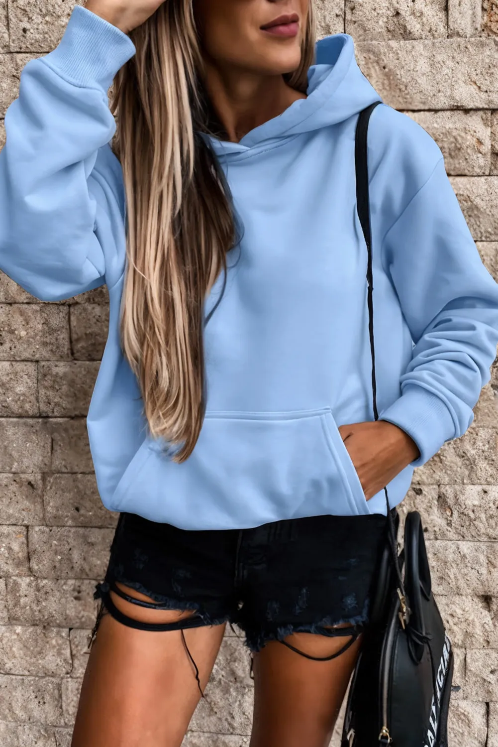 Women's Casual Hoodies Long Sleeve Solid Lightweight Loose Sweatshirt with Pocket