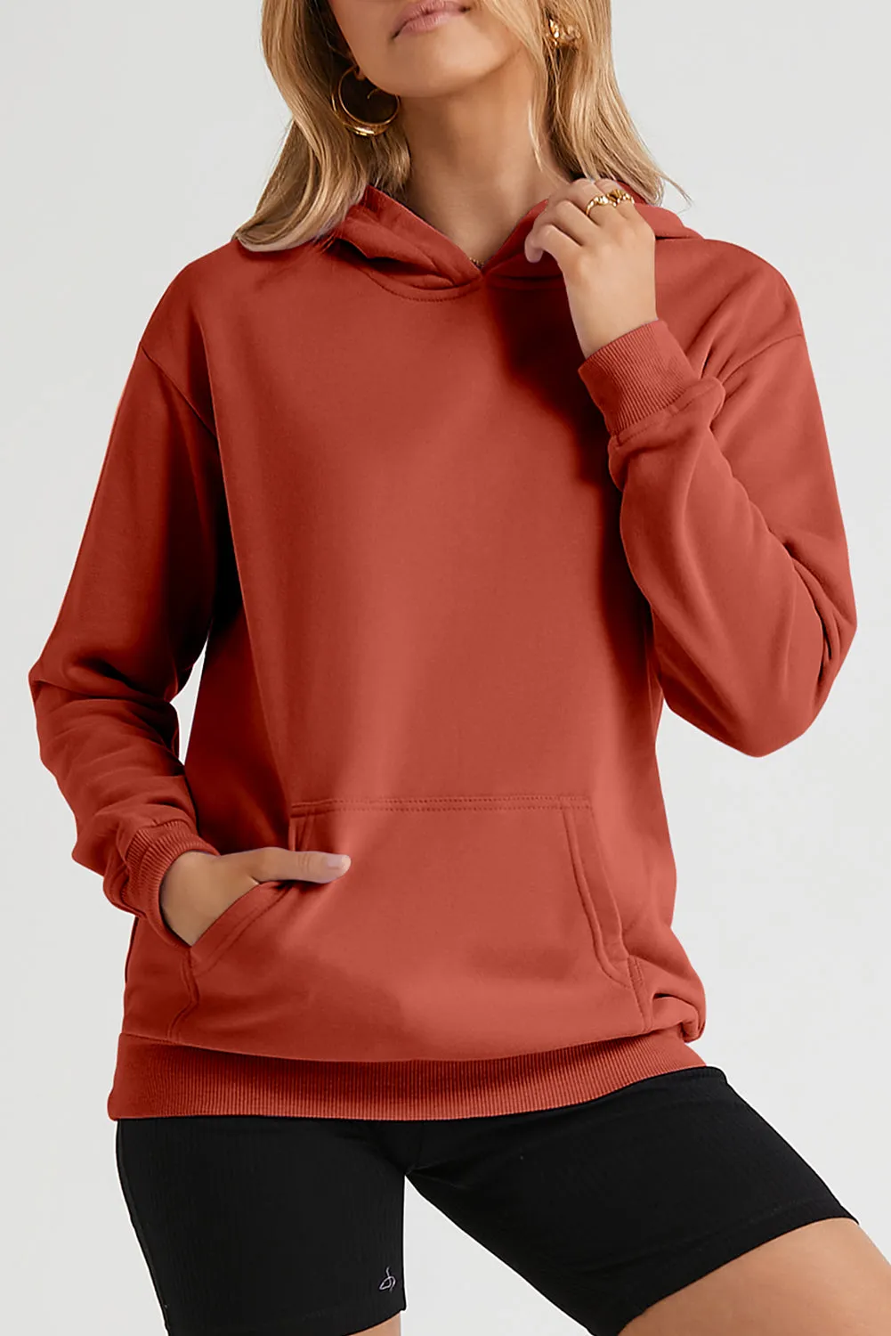 Women's Casual Hoodies Long Sleeve Solid Lightweight Loose Sweatshirt with Pocket