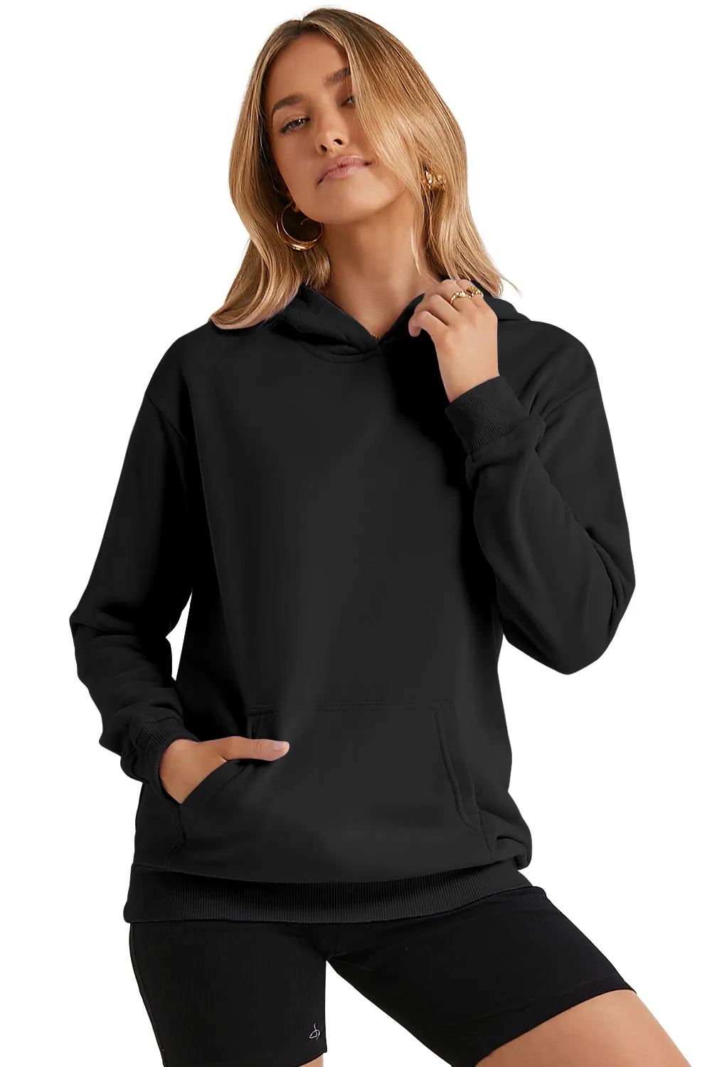 Women's Casual Hoodies Long Sleeve Solid Lightweight Loose Sweatshirt with Pocket