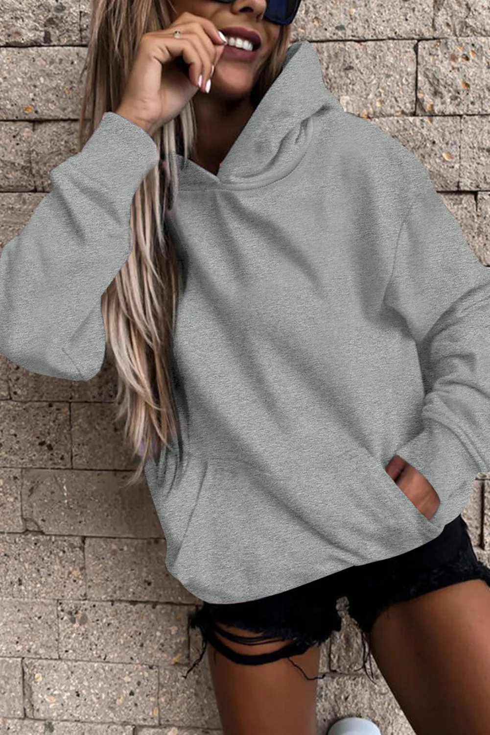 Women's Casual Hoodies Long Sleeve Solid Lightweight Loose Sweatshirt with Pocket