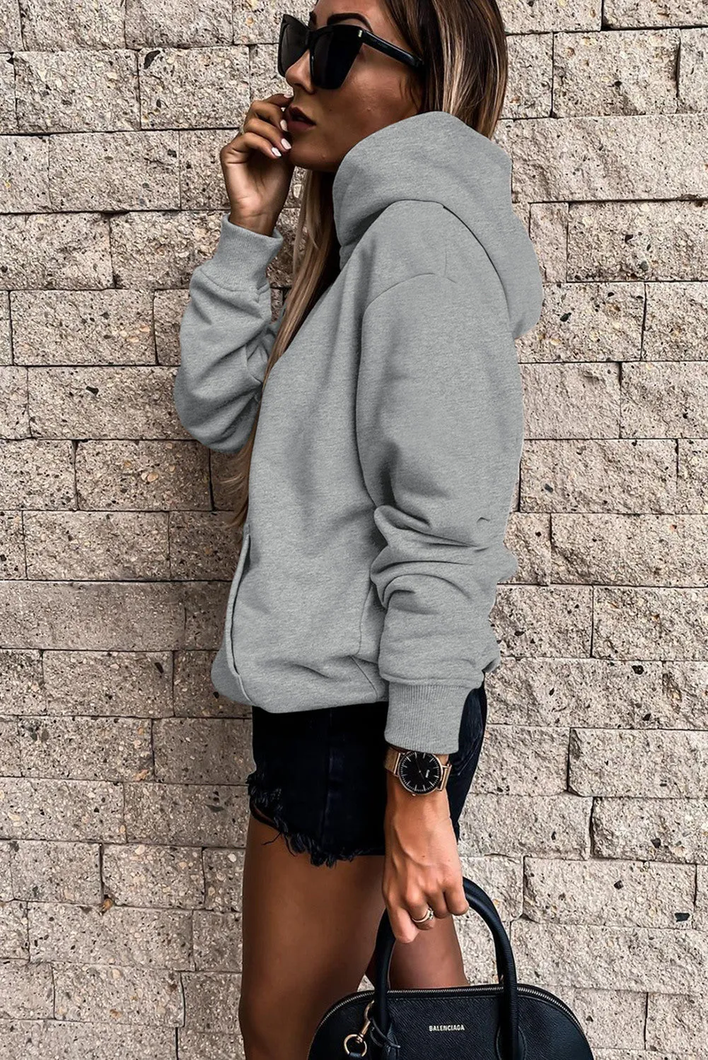 Women's Casual Hoodies Long Sleeve Solid Lightweight Loose Sweatshirt with Pocket