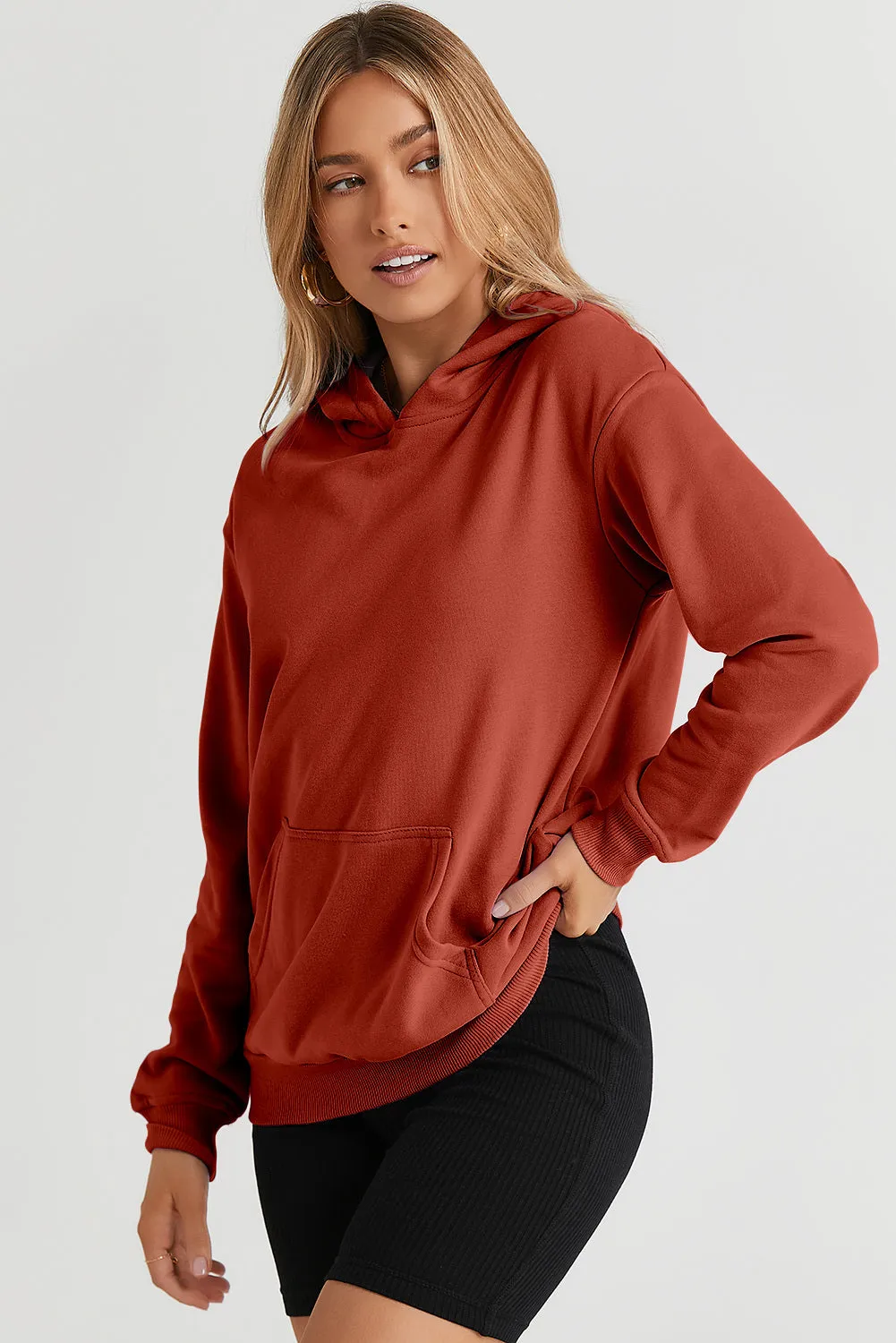 Women's Casual Hoodies Long Sleeve Solid Lightweight Loose Sweatshirt with Pocket