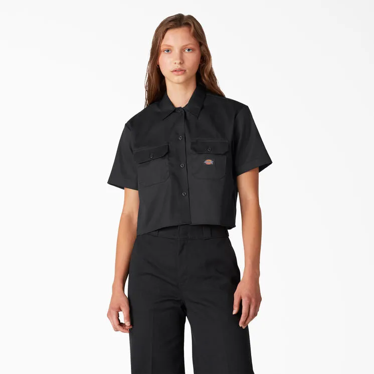 Women's Dickies Short Sleeve Crop Work Shirt FS573 - Black