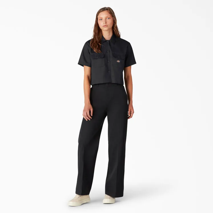 Women's Dickies Short Sleeve Crop Work Shirt FS573 - Black