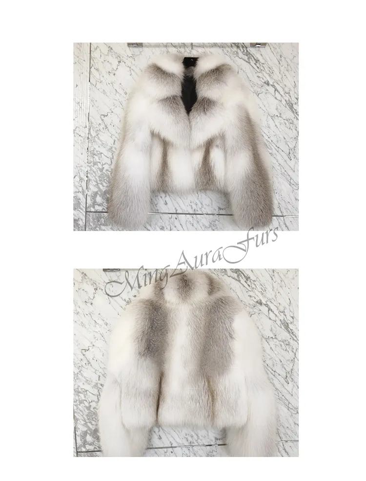 Women's Real Fox Fur Coat  - Fawn Light Fox - G0019