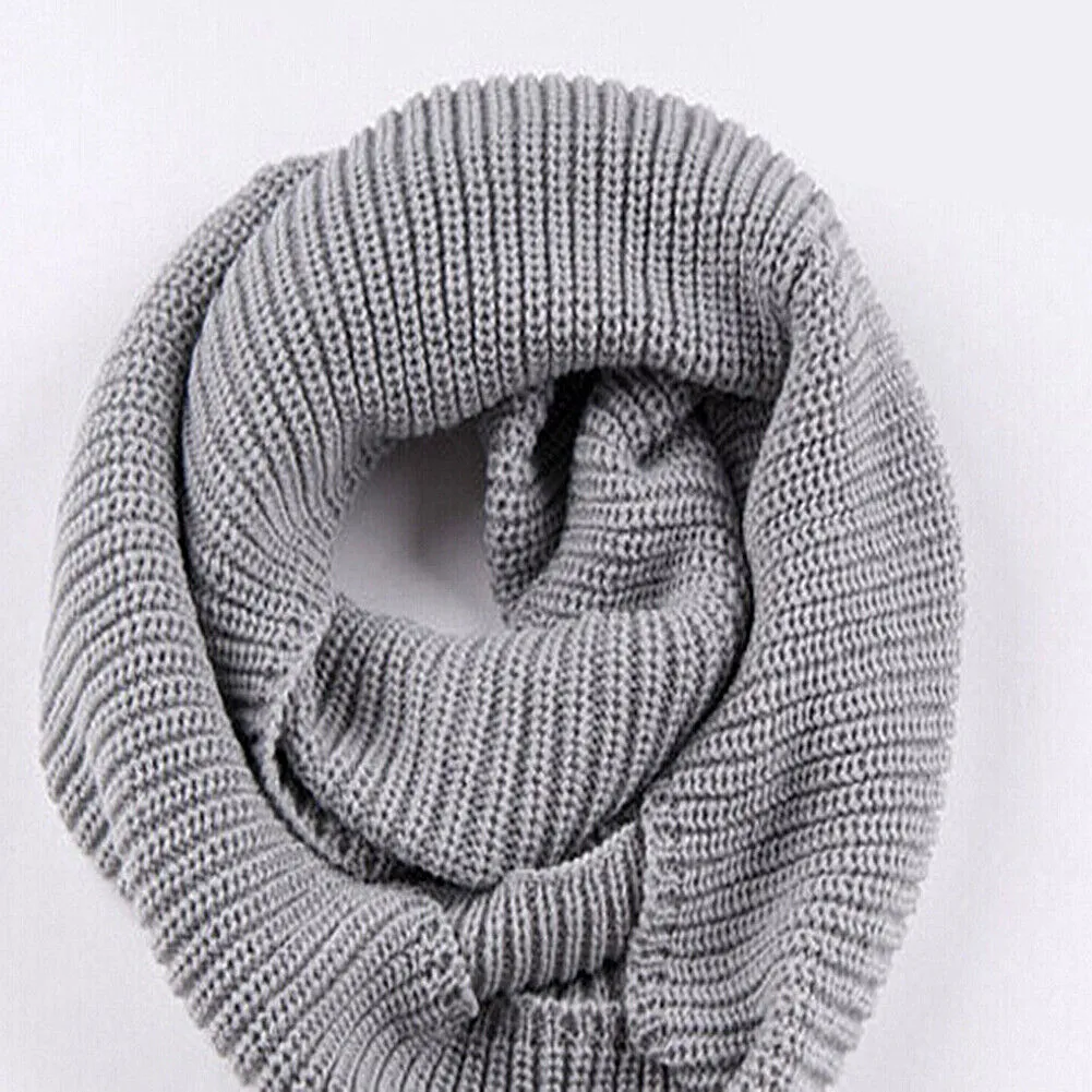 Women's Winter Warm Infinity 2 Circle/Loop Cable Knit Cowl Neck Long Scarf Shawl