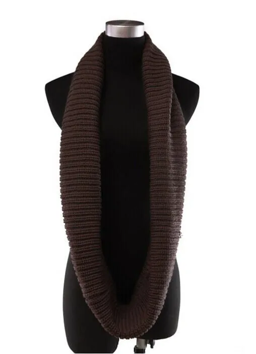 Women's Winter Warm Infinity 2 Circle/Loop Cable Knit Cowl Neck Long Scarf Shawl