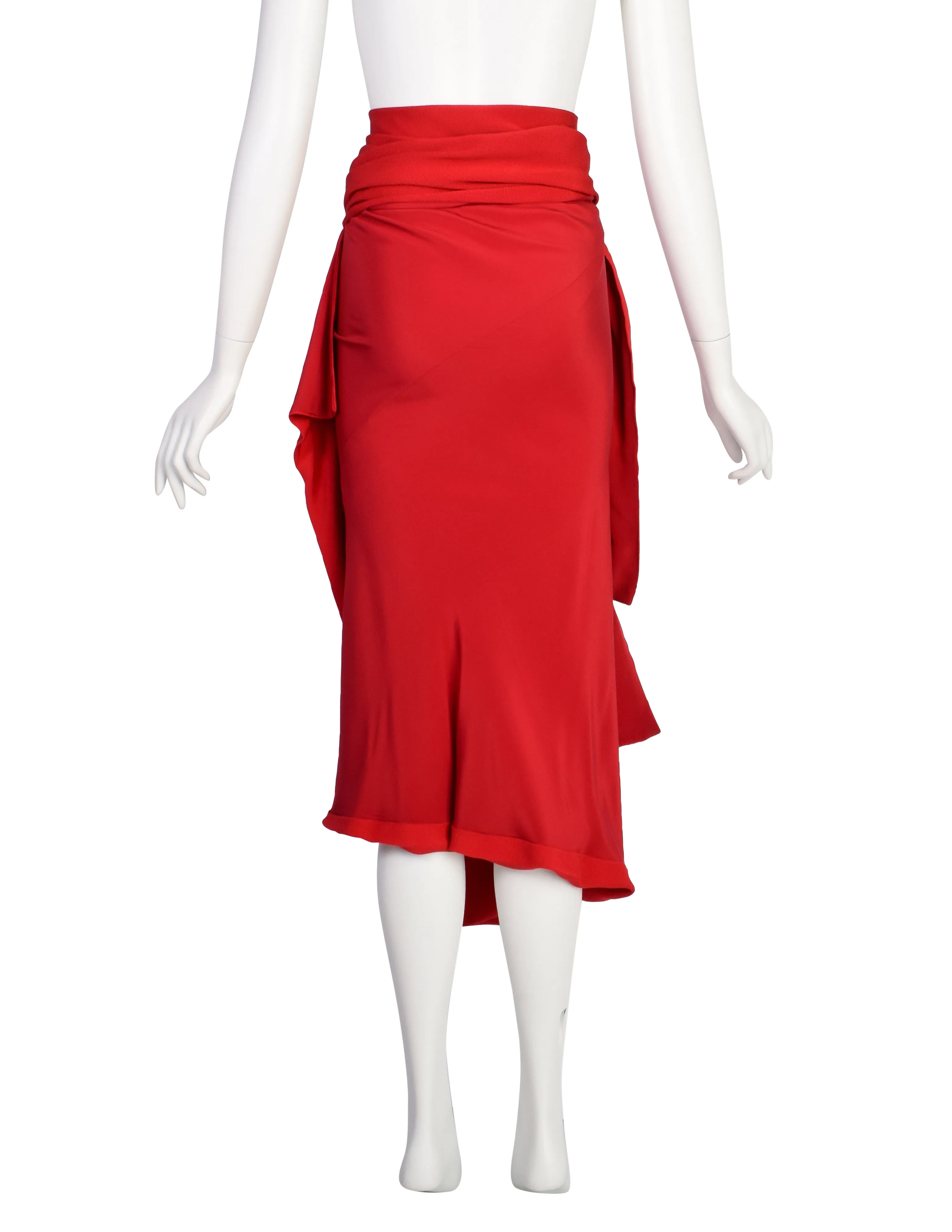 Yohji Yamamoto Vintage Incredible Red Silk Draping Wrap Skirt