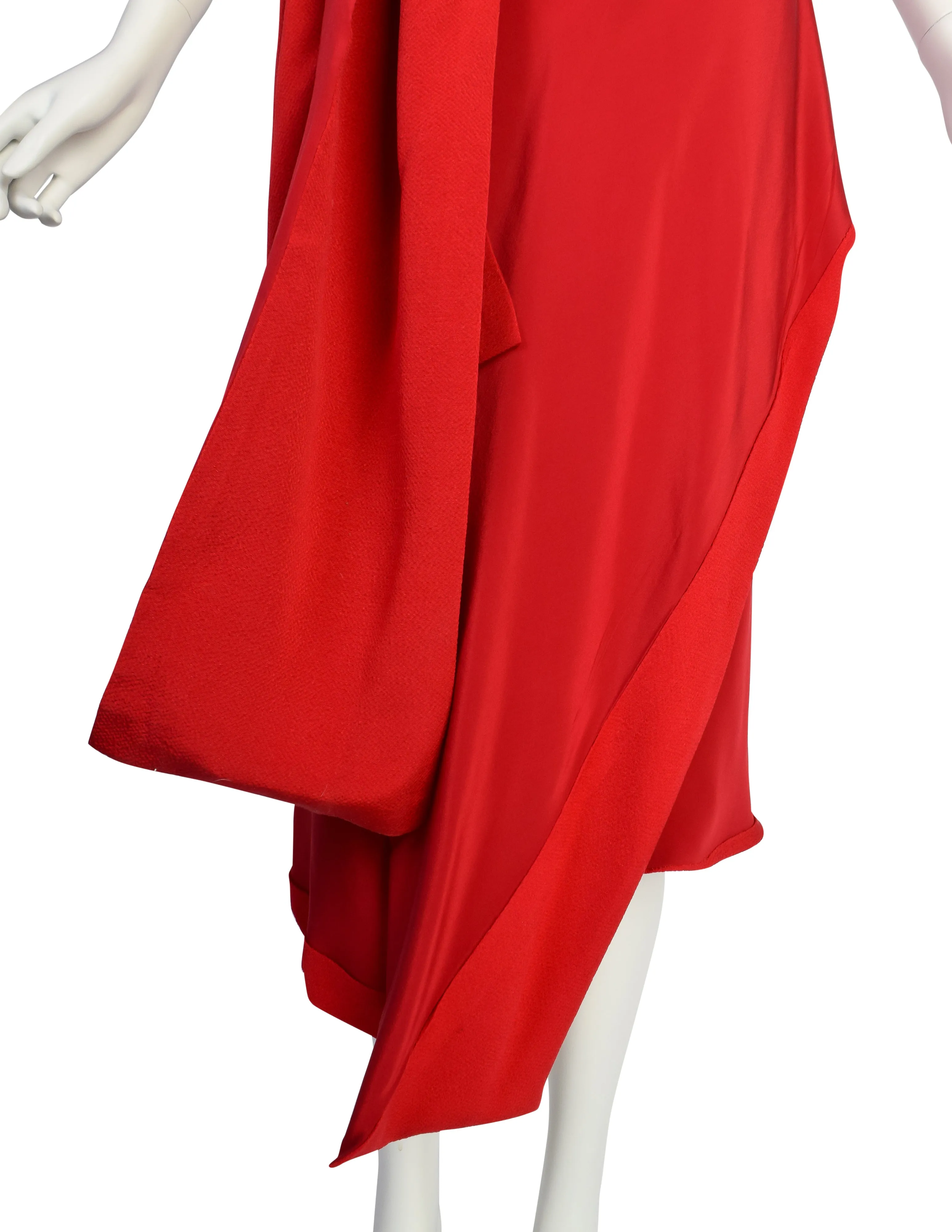 Yohji Yamamoto Vintage Incredible Red Silk Draping Wrap Skirt